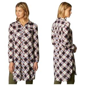 PRANA Womens Flint Plaid Check Maxi Top‎ Long Shirt SMALL